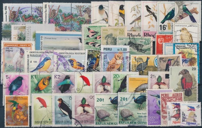 Madár motívum 47 db bélyeg, közte teljes sorok és párok, Birds 47 stamps with set and pairs