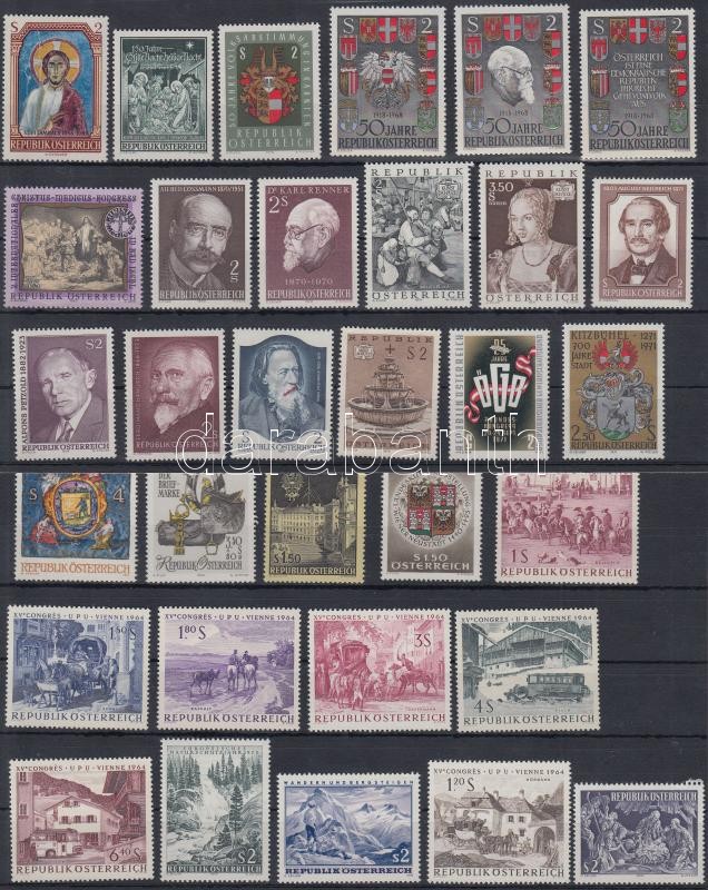 Austria 1967-1990 20 diff stamps + 2 diff sets, Ausztria 1967-1990 20 klf önálló érték + 2 klf sor 2 db stecklapon