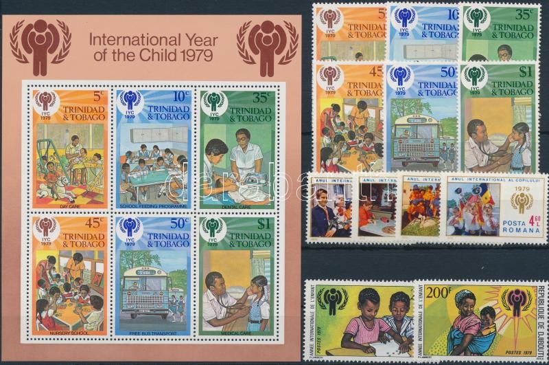 International Children's Year editions fom 6 diff. countries, 5 diff. sets, 2 blocks, Nemzetközi Gyermek év 6 klf ország kiadása 5 klf sor, 2 blokk