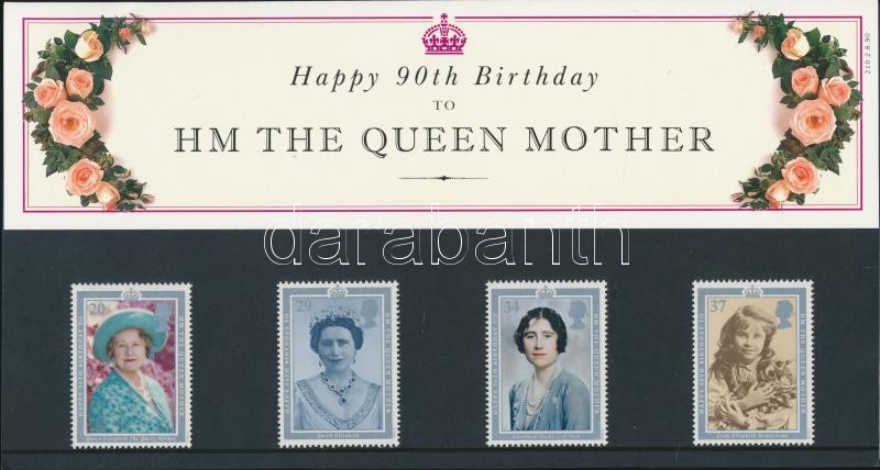 90th Birthday anniversary of Queen set in decorative holder, Az anyakirálynő 90 éves sor díszcsomagolásban