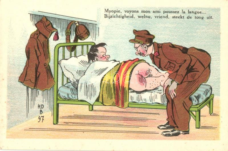 French military humour, Myopia, Francia humoros katonai képeslap