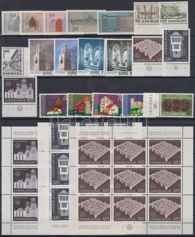 1975-1977 Európa motívum 9 klf sor + 5klf önálló érték + 1 kisívsor 3 db stecklapon, 1975-1977 Europe 9 diff sets + 5 diff stamps + 1 minisheet set