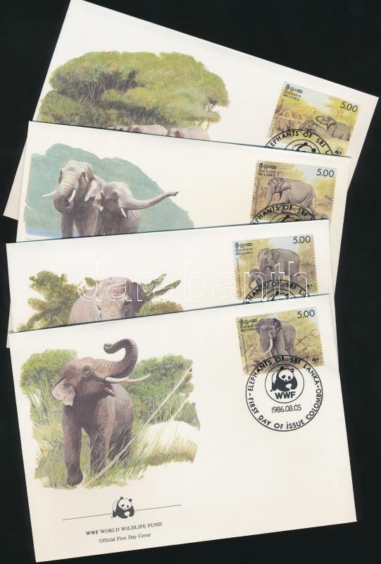 WWF elefántok sor 4 FDC, WWF elephants set on 4 FDC