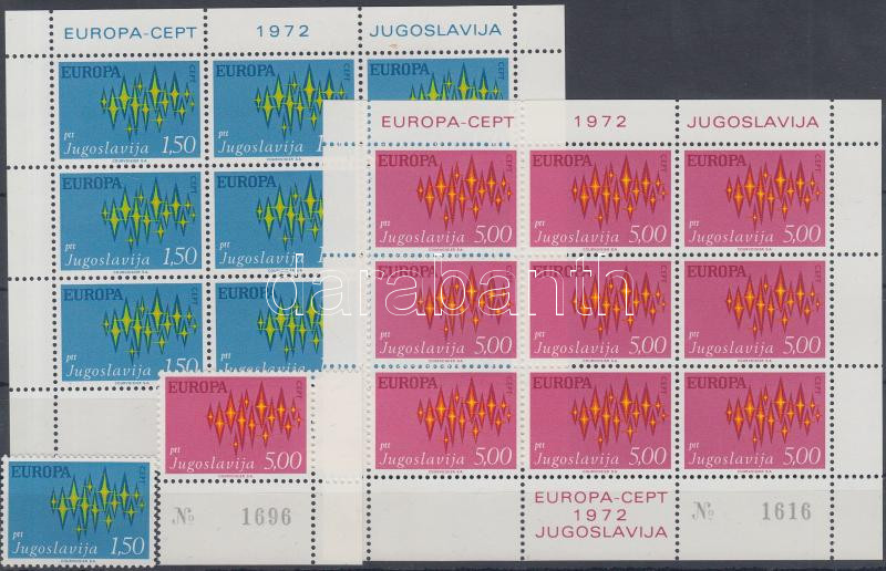 Europa CEPT set (with corner stamp) + minisheet set, Europa CEPT sor (közte ívsarki bélyeg) + kisívsor