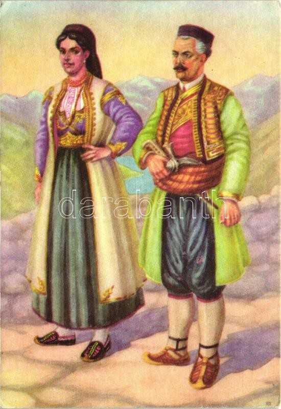 Crnogorska narodna nosnja; 'Fototechnika' Zagreb / Montenegrin national costume, folklore, Montenegrói népviselet, folklór