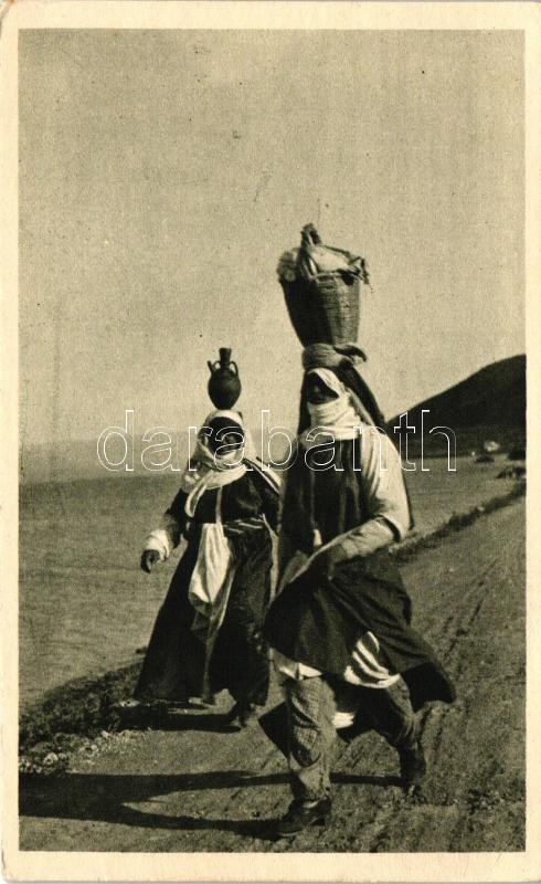 Palesztin folklór, a Galileai-tenger partján., Palestine, Sur le bord du lac de Tiberias / palestine folklore from the Sea of Galilee