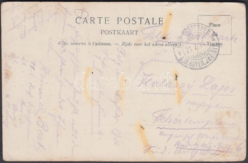 Brüsszeli képeslap tábori postával, Brussel postcard field post