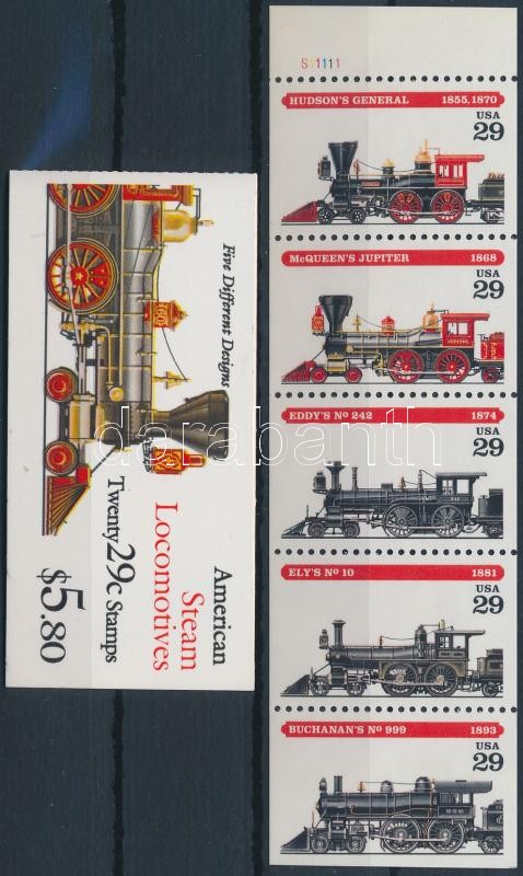 Mozdony bélyegfüzet + lap, Locomotive stamp booklet + sheet
