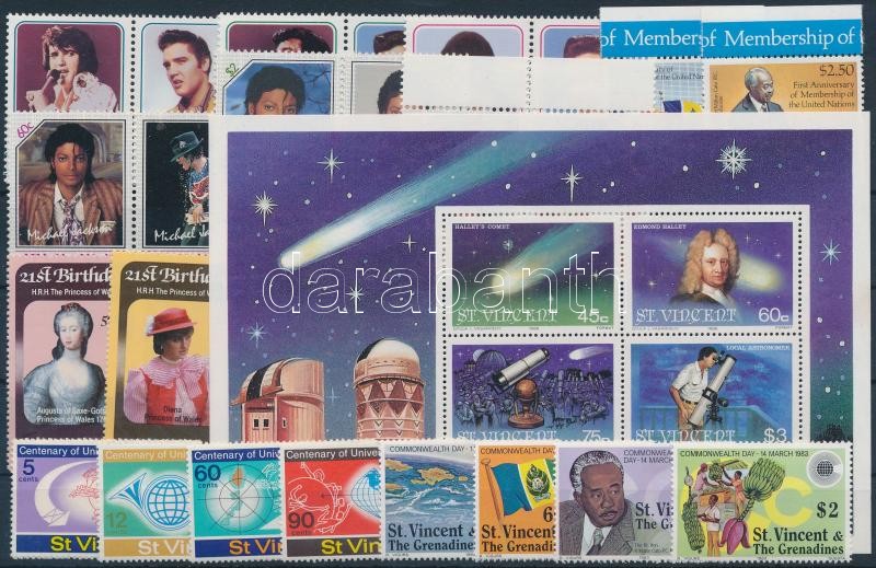 1974-1985 24 db bélyeg, közte teljes sorok, ívszéli értékek és párok + 1 db blokk, 1974-1985 24 stamps with sets + 1 block