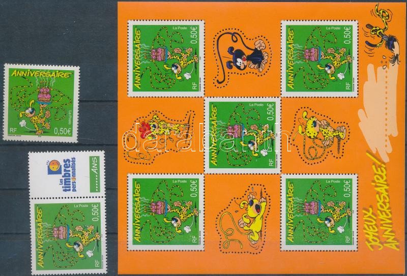 Greeting stamp + coupon stamp + minisheet, Üdvözlőbélyegek bélyeg + szelvényes bélyeg + kisív