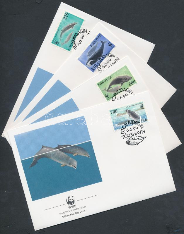 WWF Bálnák sor 4 FDC, WWF Whales set on 4 FDC