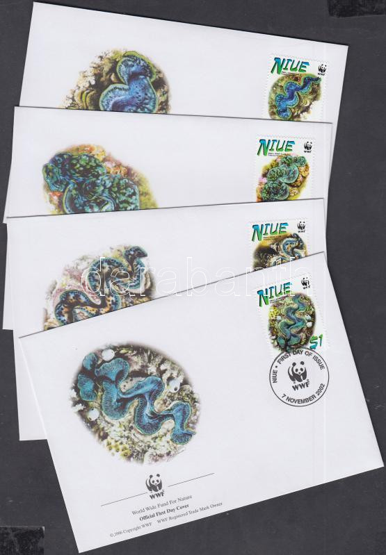 WWF giant clams set 4 FDC, WWF óriáskagylók sor 4 FDC