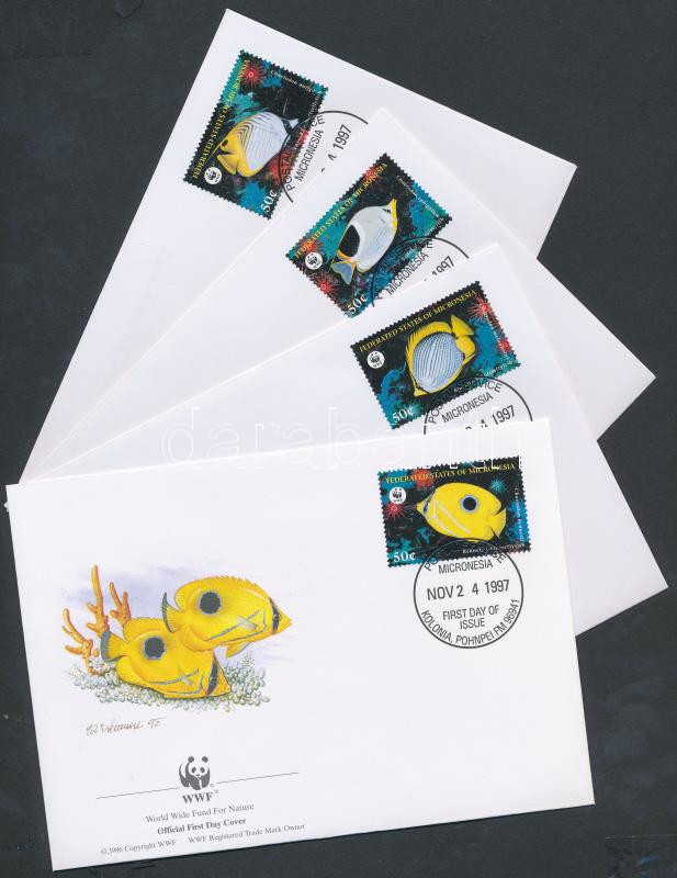 WWF Pillangóhalak sor 4 FDC, WWF Butterfly Fish set on 4 FDC