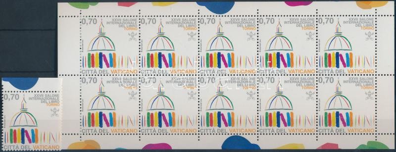 Turin Book Fair mini sheet + stamp, Torinói Könyvvásár kisív + bélyeg