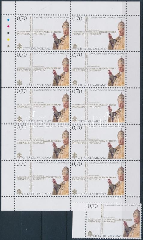 Pope John XXIII.'s canonization mini sheet + stamp, XXIII. János pápa szentté avatása kisív + bélyeg