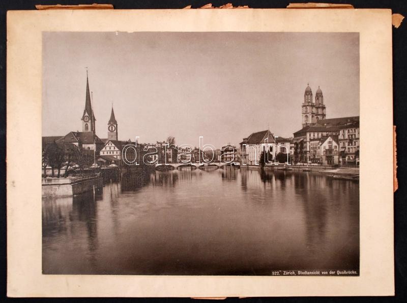 cca 1890 Zürich, városkép, 21x27 cm, karton 25x33 cm /
cca 1890 Zürich, Switzerland, 21x27 cm