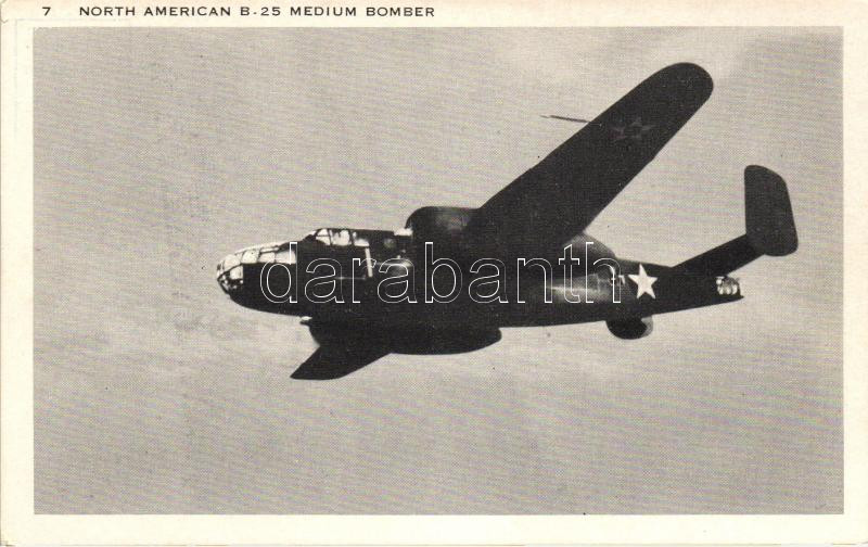 North American B25 Medium Bomber; Longshaw Card Co., Amerikai B25 közepes bombázó; Longshaw Card Co.