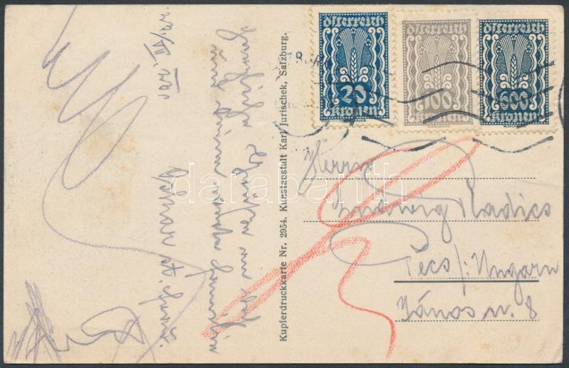 Postcard 720K franking to Hungary, Képeslap 720K bérmentesítéssel Magyarországra