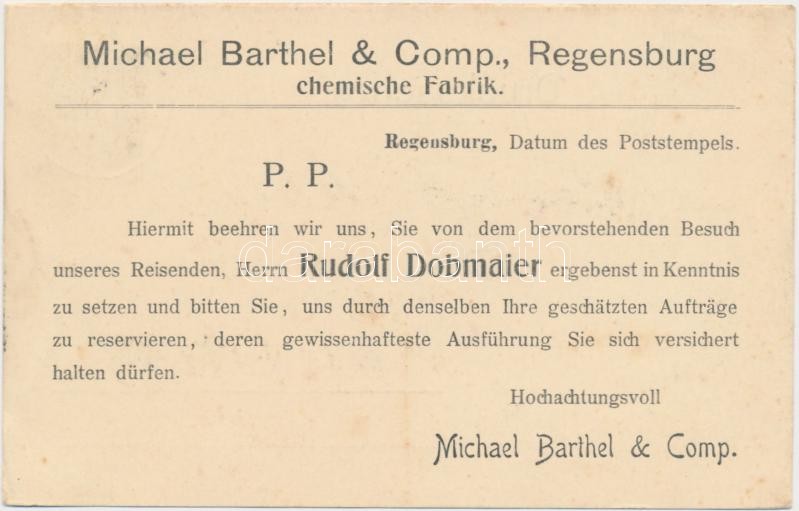 Michael Barthel & Comp. Chemische Fabrik / Chemical factory advertisement, Michael Barthel & Comp. Vegyianyag gyár reklám