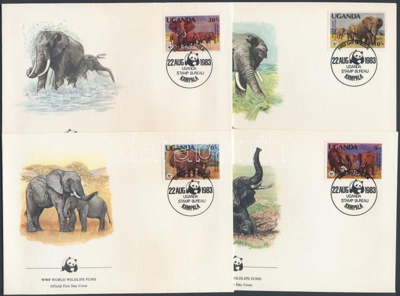 WWF African elephant set 4 FDC, WWF elefántok sor 4 FDC