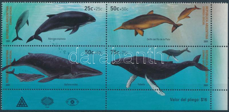 Animal - Whales corner block of 4, Állat - Bálnák ívsarki négyestömb