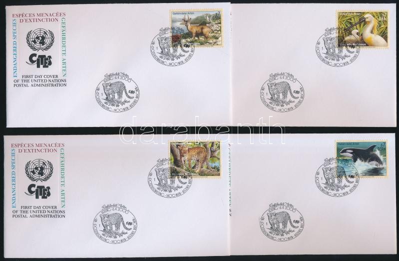 Endangered animals set on 4 FDC, Veszélyeztetett állatok sor 4 FDC