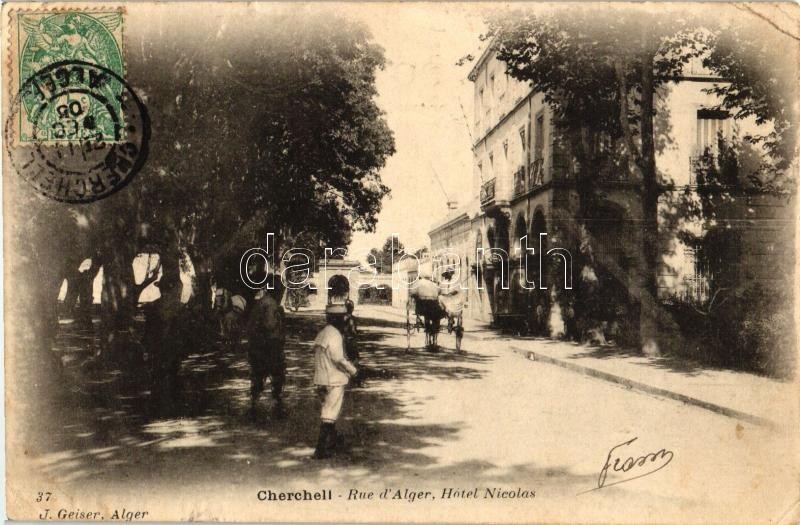 Cherchell, Rue d'Alger, Hotel Nicolas / street, hotel