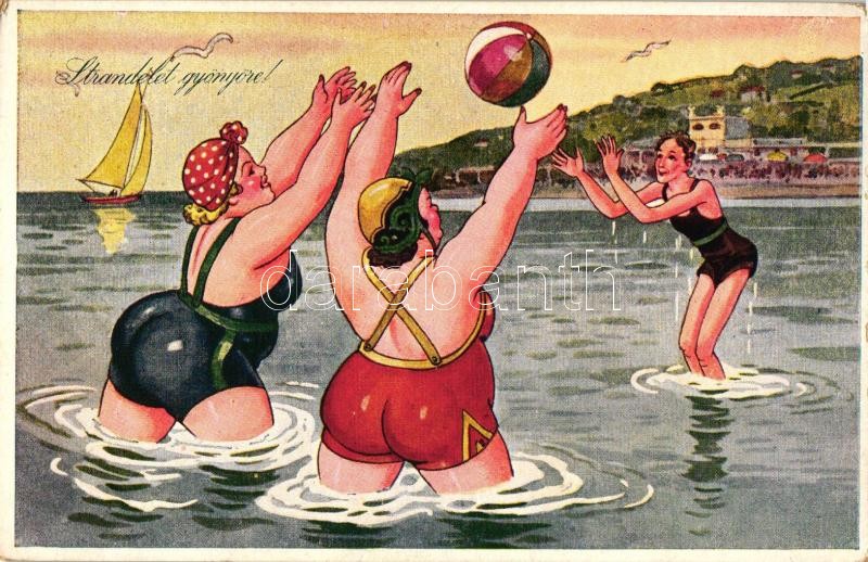Strandélet gyönyöre, Bathing ladies, humour