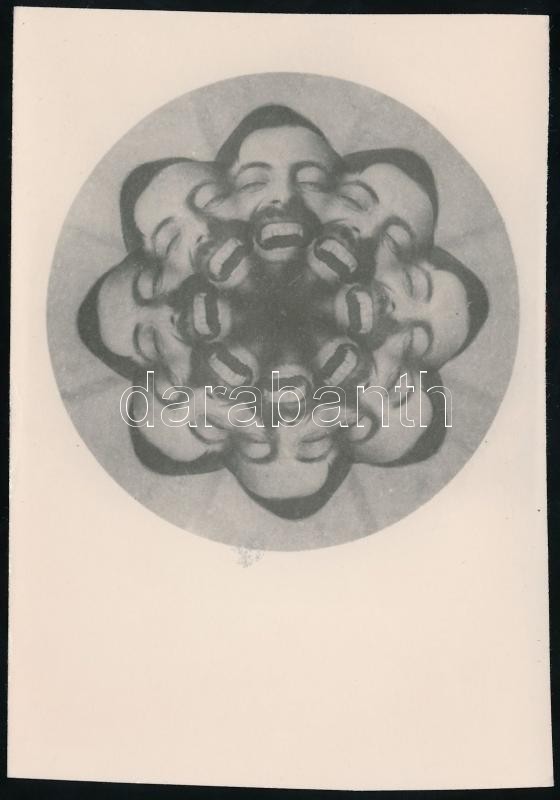 1918 Kerny István (1879-1963) önarcképe, laborban összemásolt fotómontázs, hozzáadva az első publikáció fénymásolatát, ez egy későbbi jelzetlen példány a szerző hagyatékából, 13x9 cm