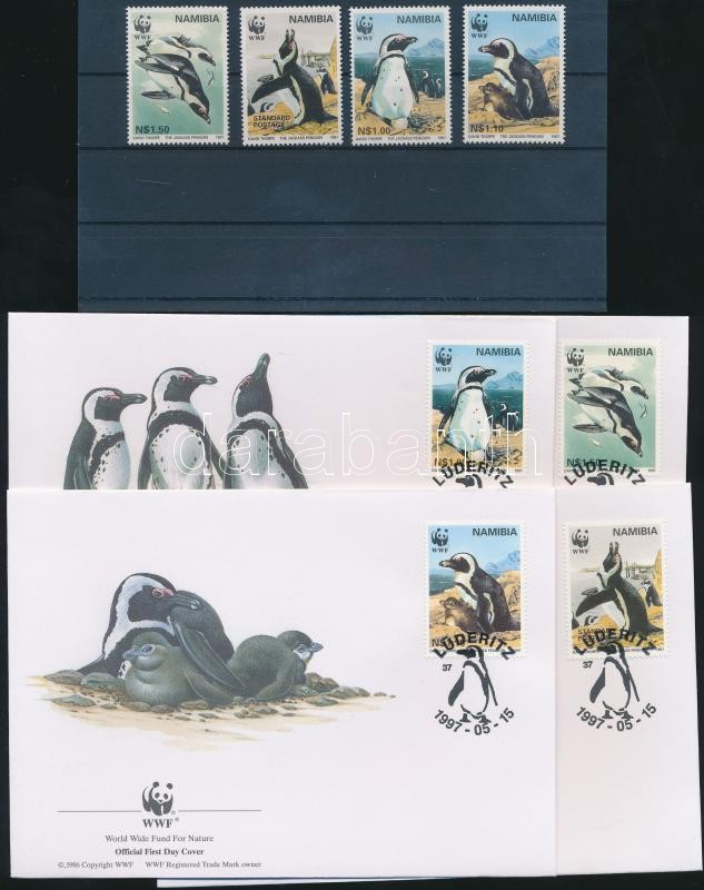 WWF Pápaszemes pingvin sor + 4 FDC, WWF African Penguin set + 4 FDC