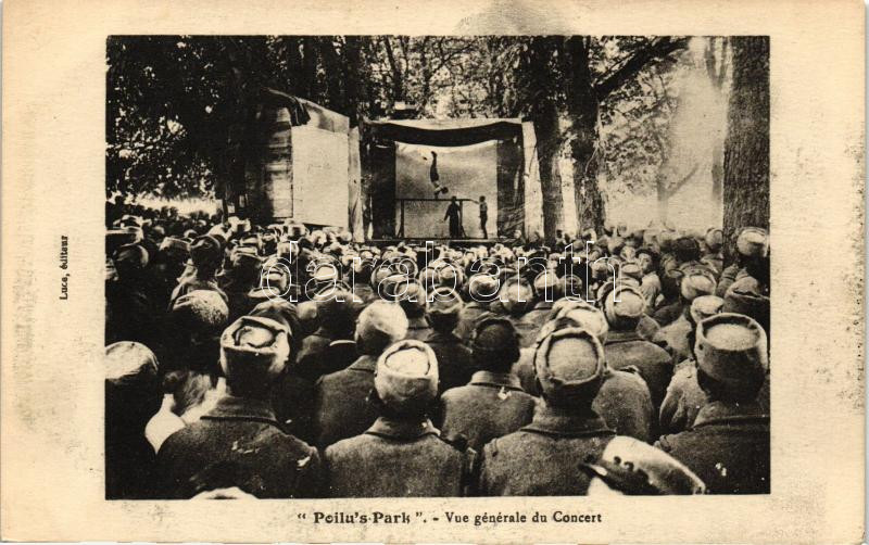 'Poilu's Park' Vue generale du Concert / French soldiers watching a performance, Francia katonák előadást néznek