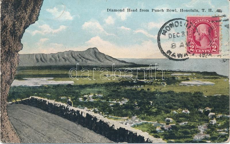 Honolulu, Diamond Head from Punch Bowl, TCV card