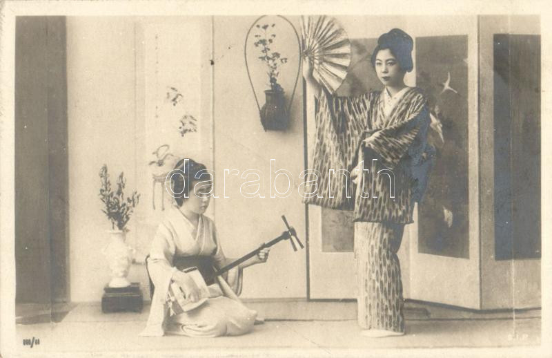 Japán folklór, Gésák, Japanese folklore, Geishas, Shamisen