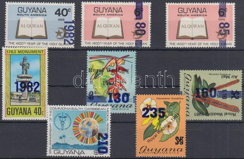 8 Definitive stamps with overprint, 8 db Forgalmi érték felülnyomással