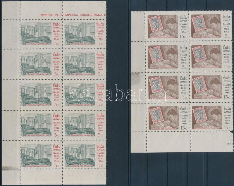 Stamp Day set in corner block of 10 and 8, Bélyegnap sor ívsarki tízes és nyolcastömbben