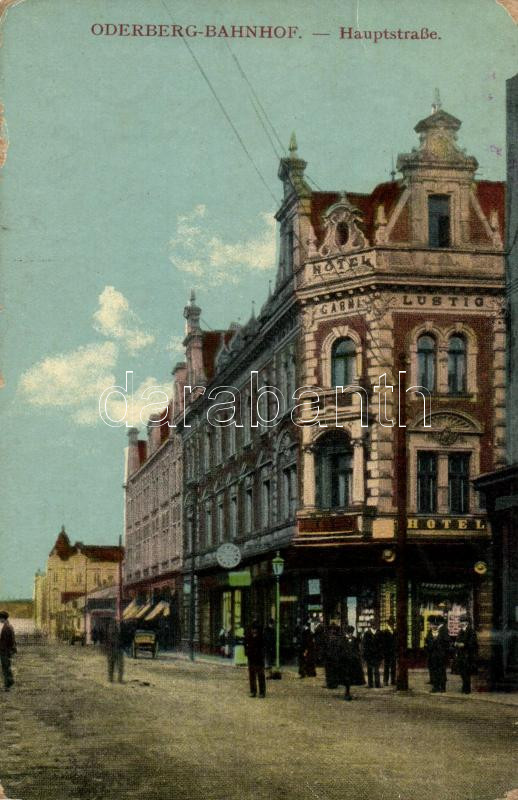 Bohumin, Oderberg; Hauptstrasse, Hotel Garni Lustig / main street, hotel