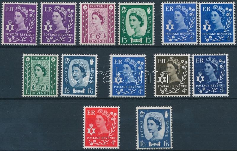 1958-1969 Queen Elizabeth II 13 stamps, 1958-1969 II. Erzsébet királynő 13 db bélyeg, közte variációk