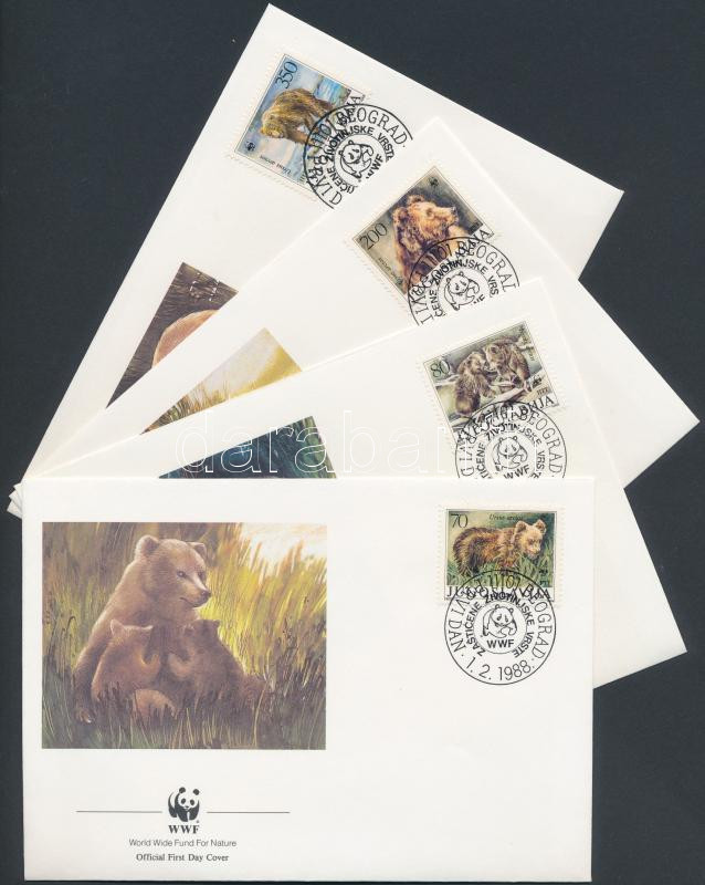 WWF Bear set 4 FDC, WWF medvék sor 4 FDC