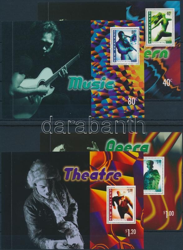 Előadóművészek 7 db bélyegfüzetlap 4 db stecklapon, Performing Artists 7 stampbooklet sheets