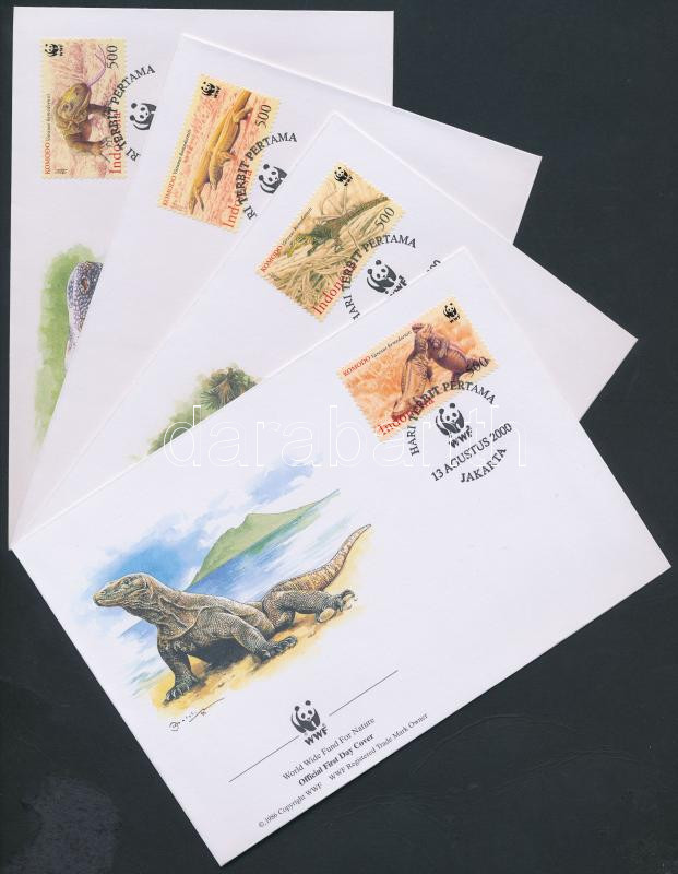 WWF monitor lizards set 4 FDC, WWF varánusz sor 4 FDC