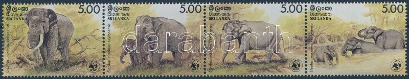WWF Ceyloni Elefánt négyescsík, WWF Ceylon Elephant stripe of 4