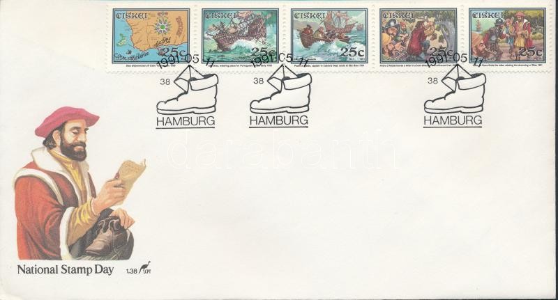 Stamp Day stripe of 5 on FDC, Bélyegnap ötöscsík FDC-n