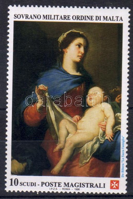 Christmas Madonna painting stamp, Karácsony, Madonna festmény 1é