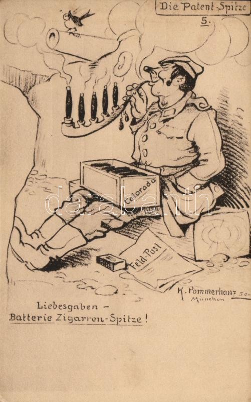 Humoros német katonai lap s: K. Pommerhanz, Die Patent-Spitze 5. / German military, humour s: K. Pommerhanz