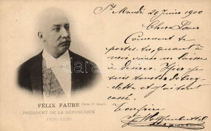 Félix Faure, obituary card, Félix Faure, gyászjelentés