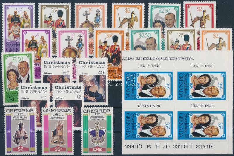 1977-1978 20 klf bélyeg és 1 négyestömb, 1977-1978 20 stamps + 1 block of 4