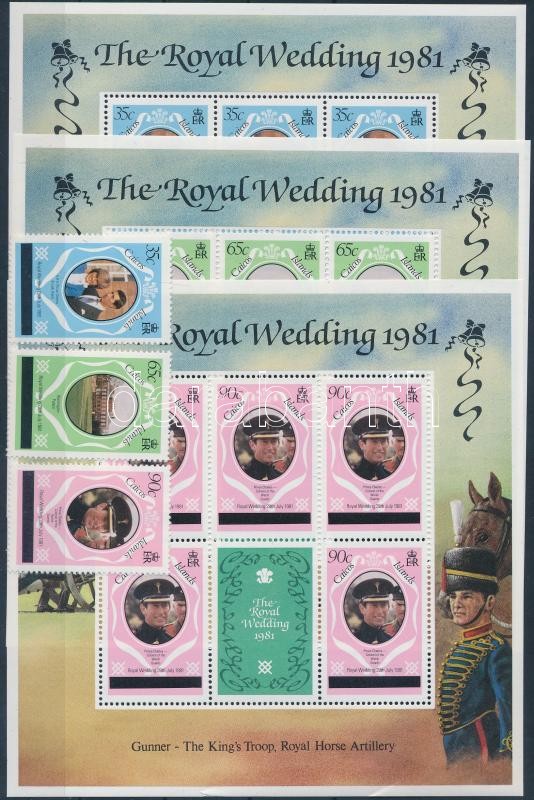 Prince Charles and Diana's wedding set mini sheet set, Diana és Károly herceg esküvője sor és kisívsor