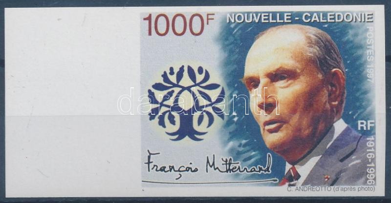 Mitterrand margin imperf stamp, Mitterrand ívszéli vágott bélyeg