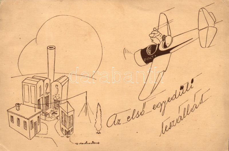 WWII-era Hungarian airforce humorous postcard s: Martinovits, 
