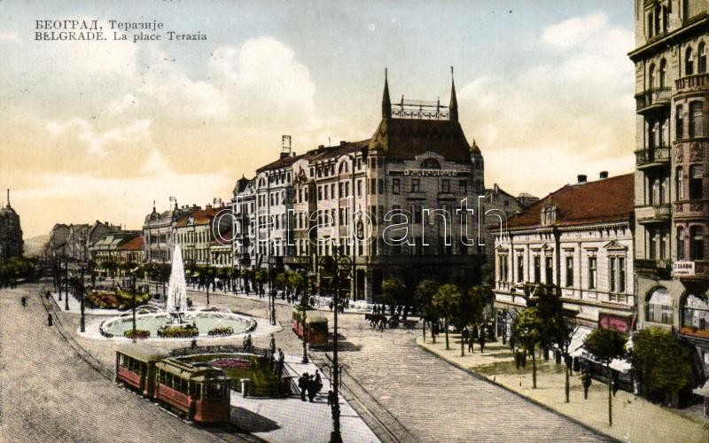Belgrade, La place Terazia / square, tram